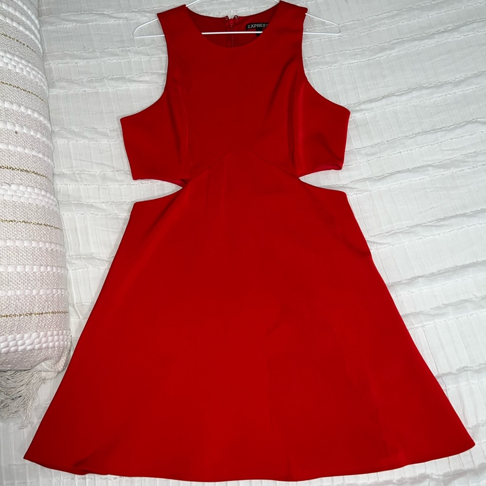 Red Mini Dress - Cut Out Sides - Size 10